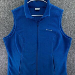 Columbia Activewear Full Zip Sleeveless Blue Fleece Vest Jacket 1X Adult Women